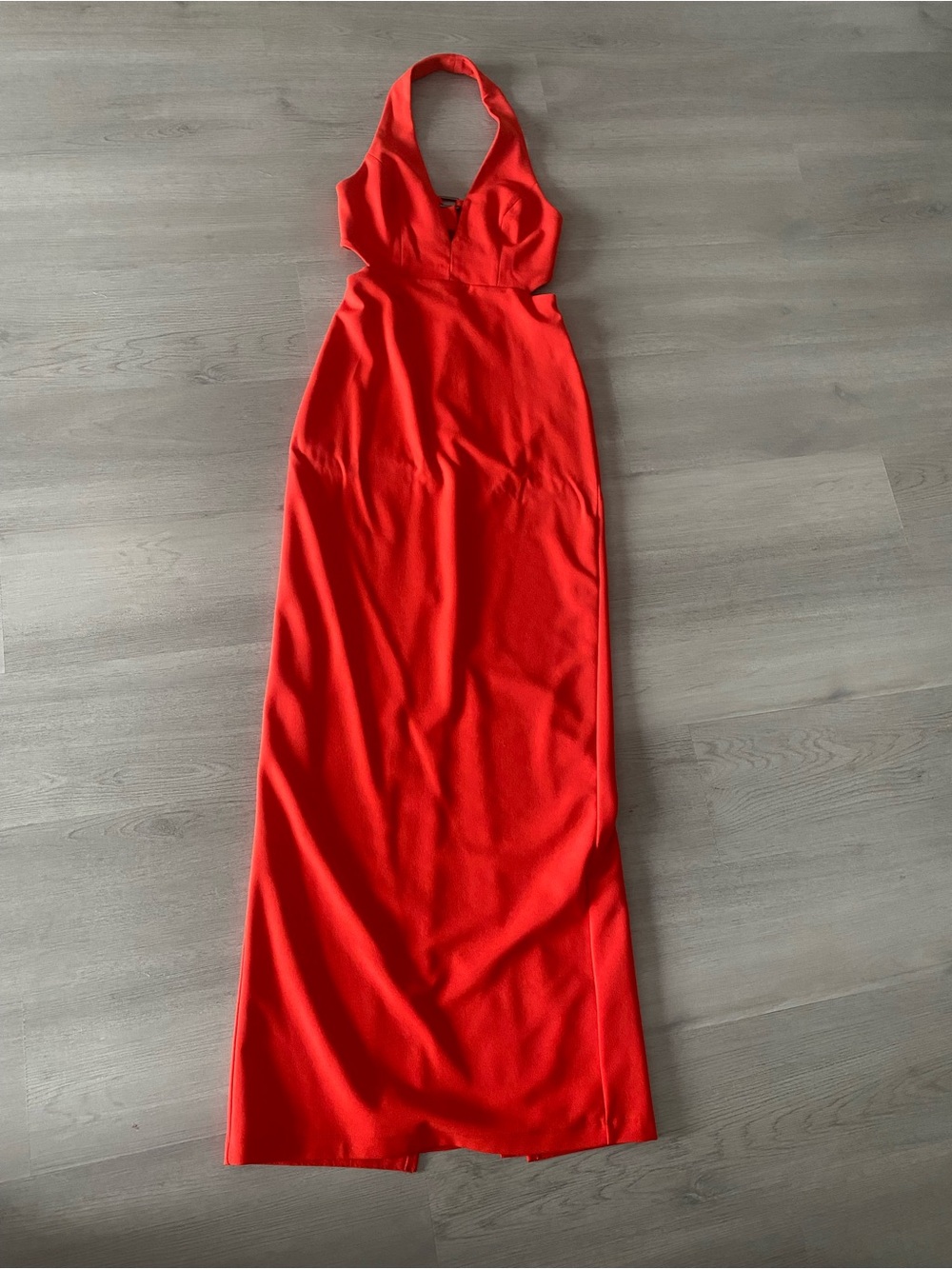Sleek Red Halter Maxi Dress